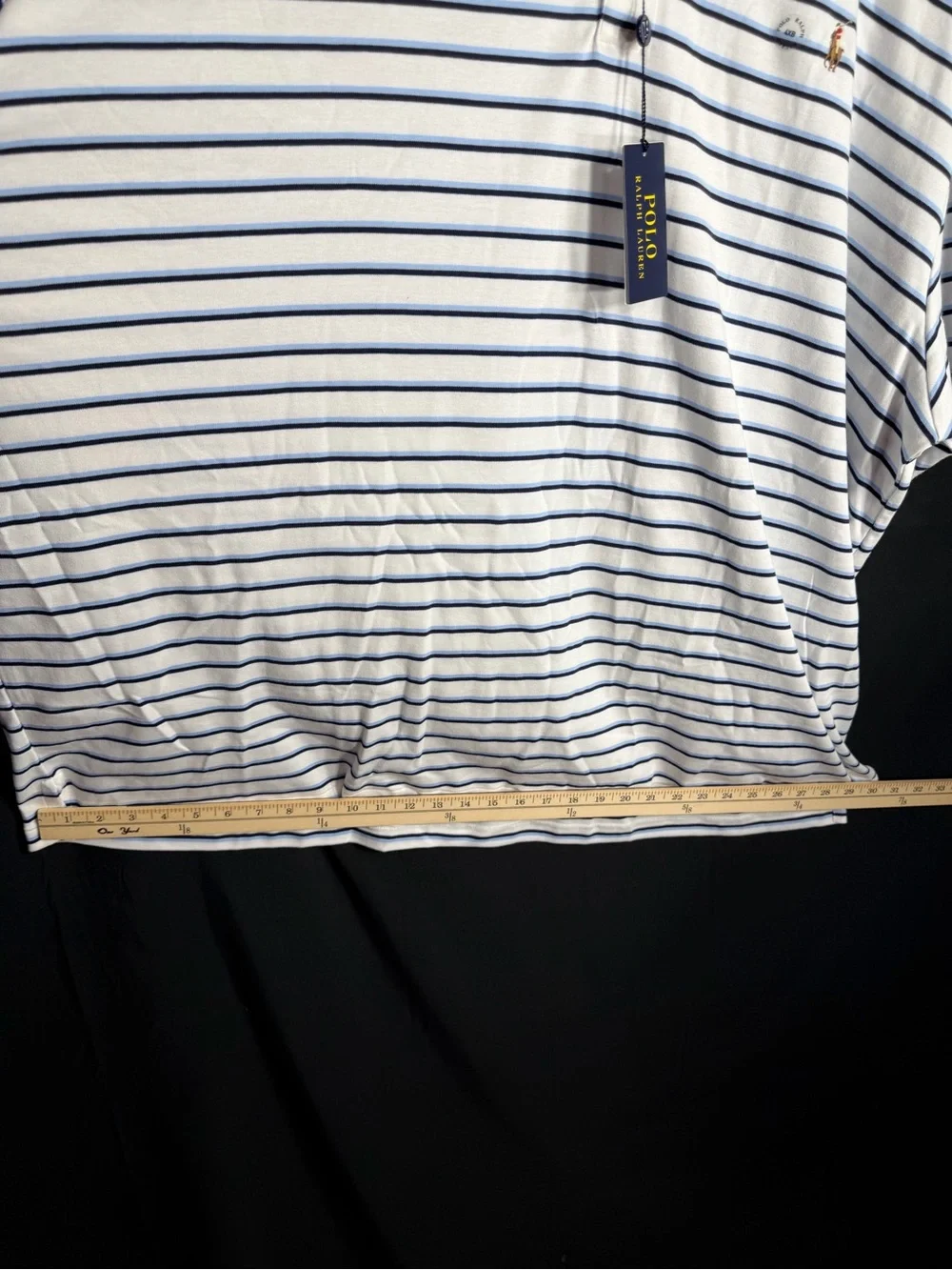 Ralph Lauren Men’s White Polo with Navy Horizontal Stripes size 4XB new w tags